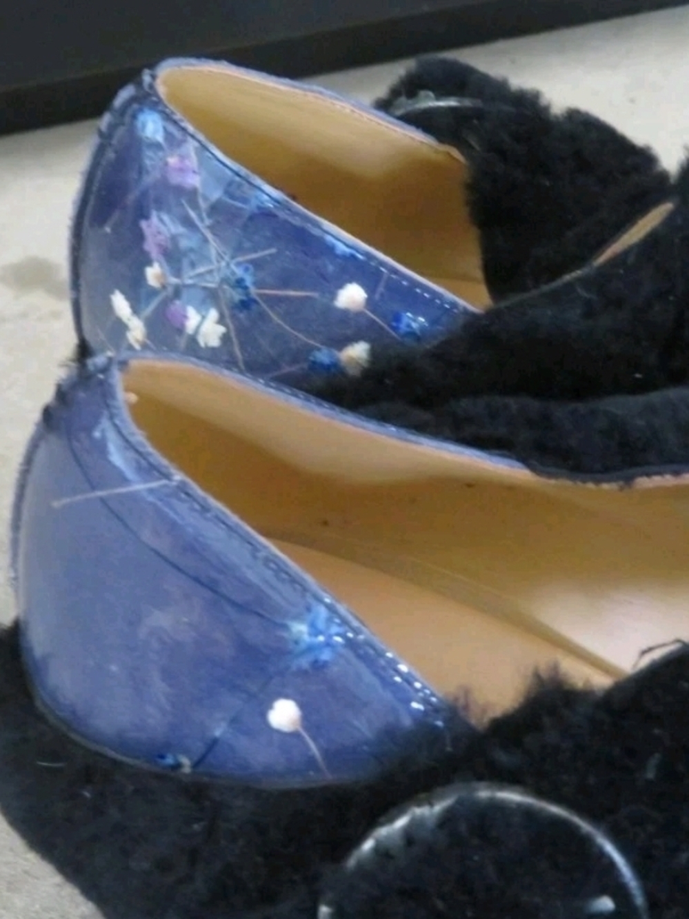 John Fluevog "Prepare Leader" Black Fuzzy Mary Jane Heels 9.5 - Picture 2 of 8